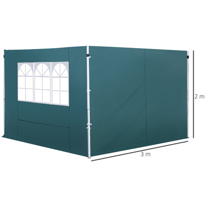 Outsunny 3m Gazebo with Versatile Exchangeable Side Panel, Perfect for Outdoor Events and Gatherings, Green