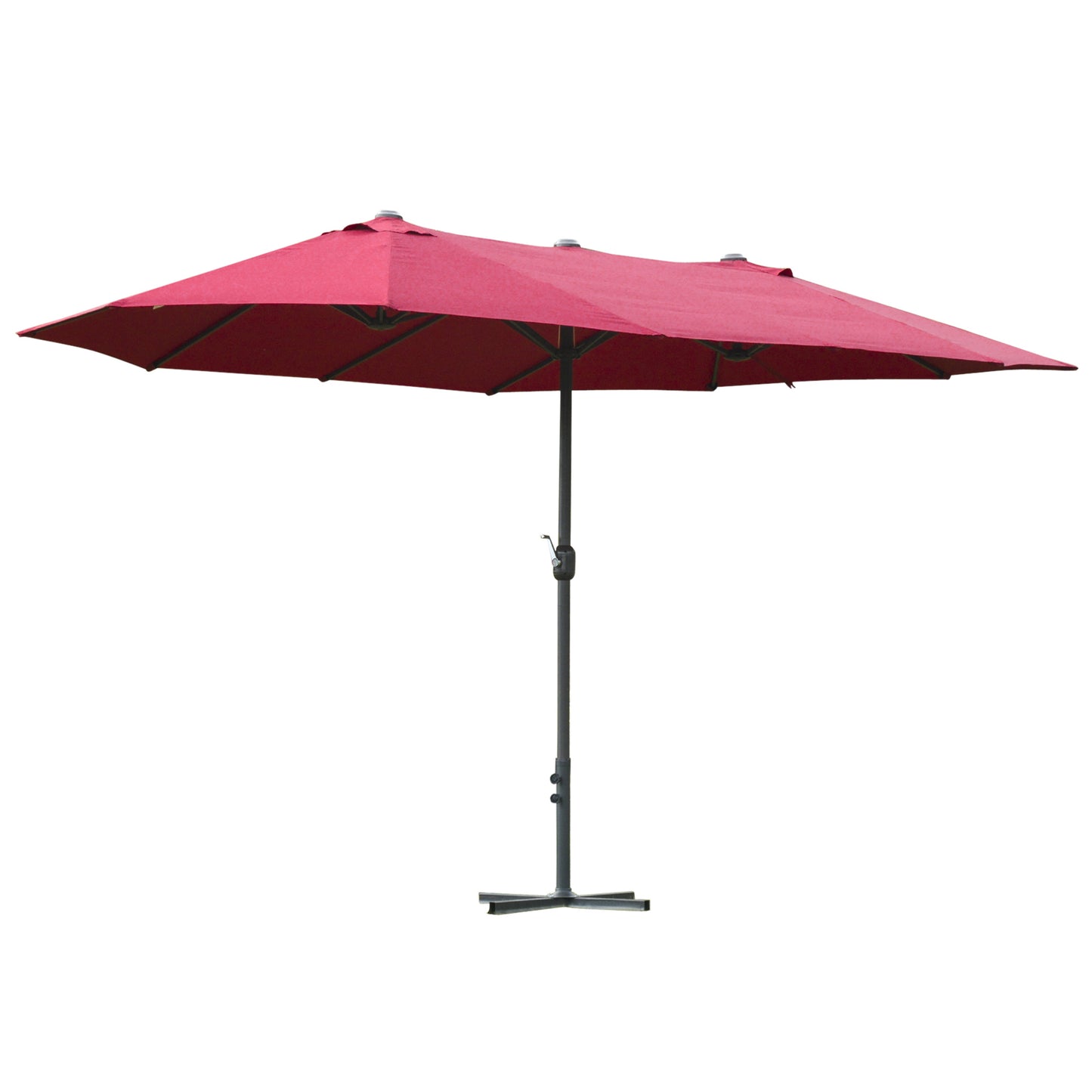 Outsunny 4.6m Garden Parasol Double-Sided Sun Umbrella Patio Market Shelter Canopy Shade Outdoor Wine Red