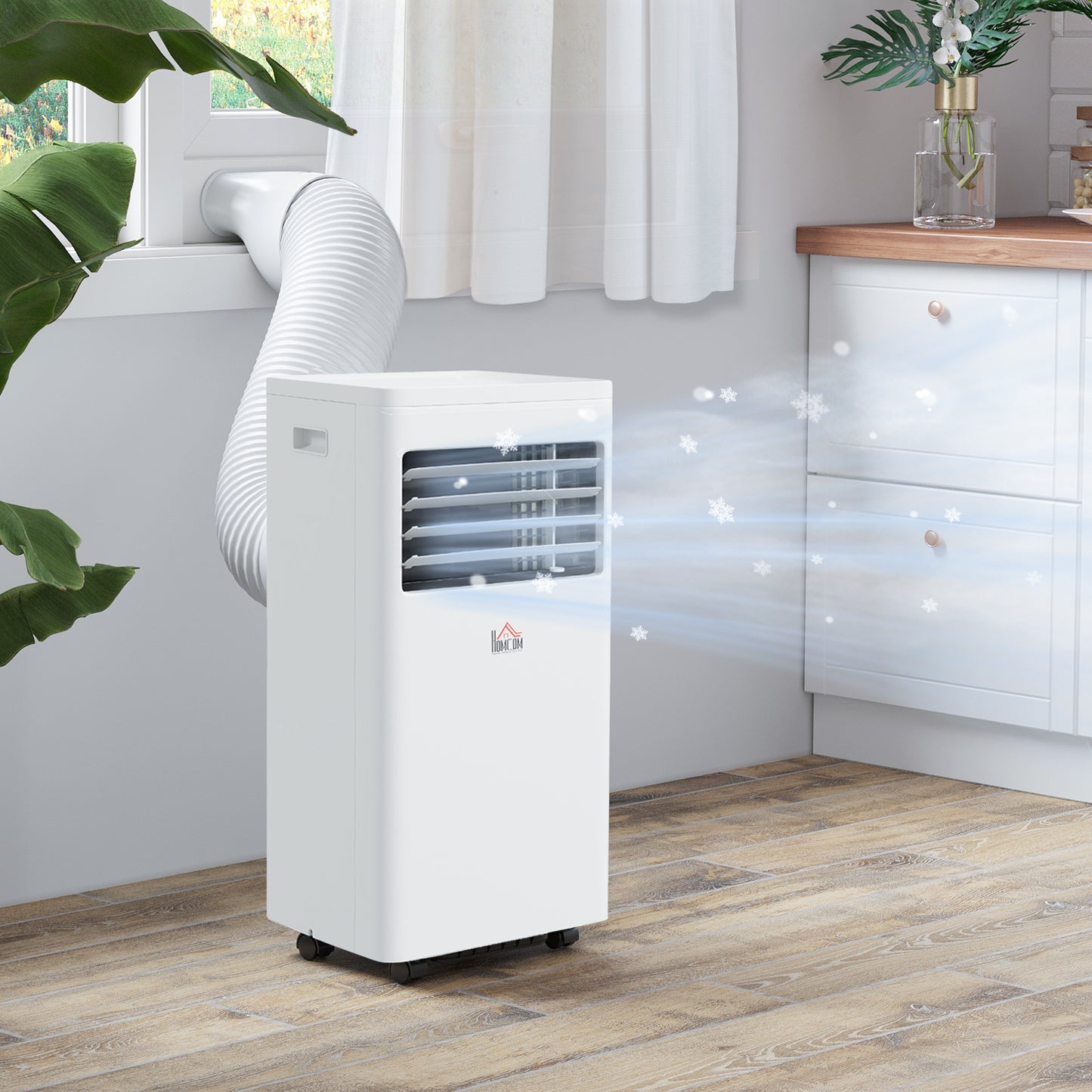 HOMCOM Mobile Air Conditioner White W/ Remote Control Cooling Dehumidifying Ventilating - 780W