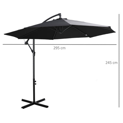 Outsunny Cantilever Umbrella Parasol Hanging Banana Steel Black 3M Patio