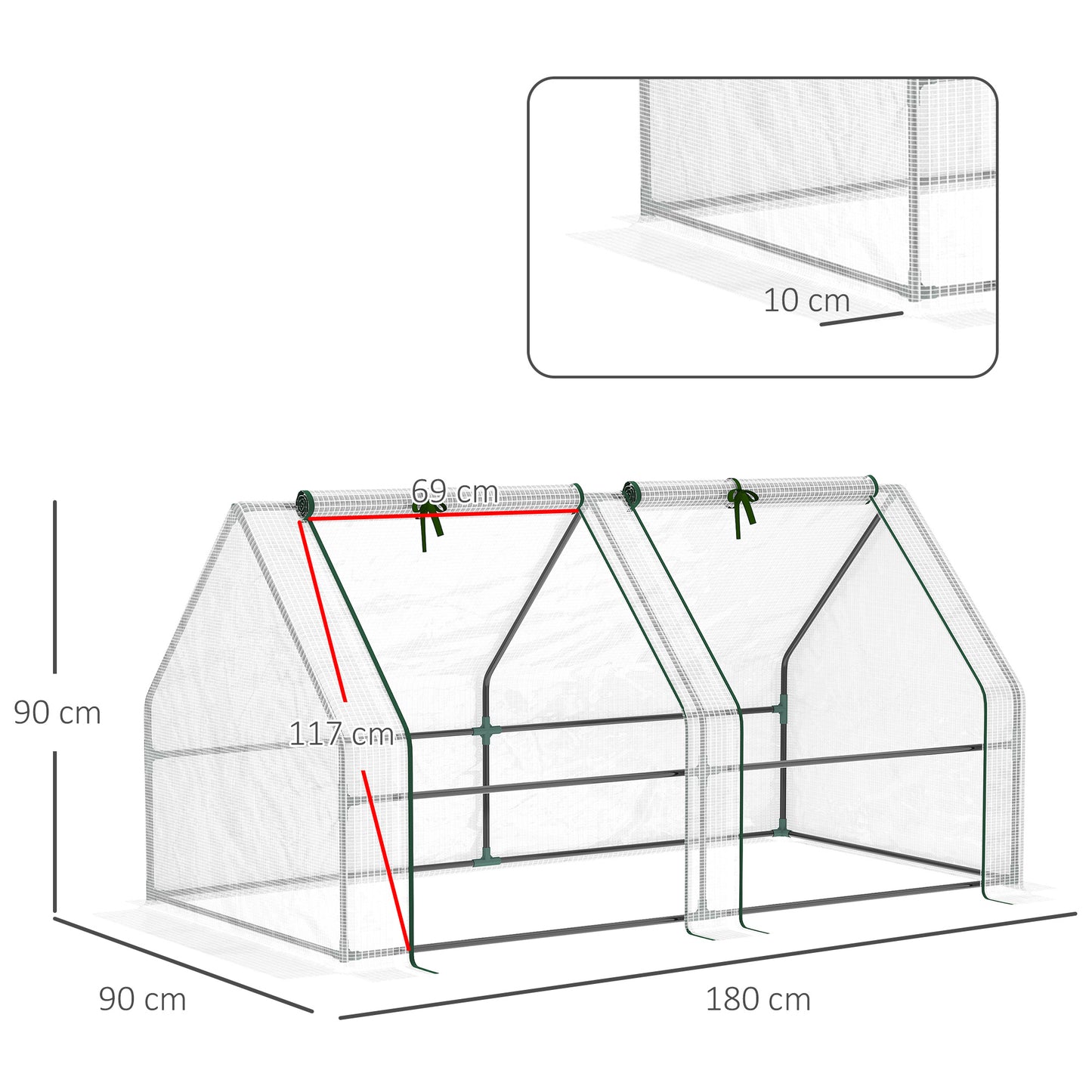 Outsunny Compact Cultivator: Petite Greenhouse with Steel Frame, PE Cover & Zippered Window for Nurturing Plants, Pristine White