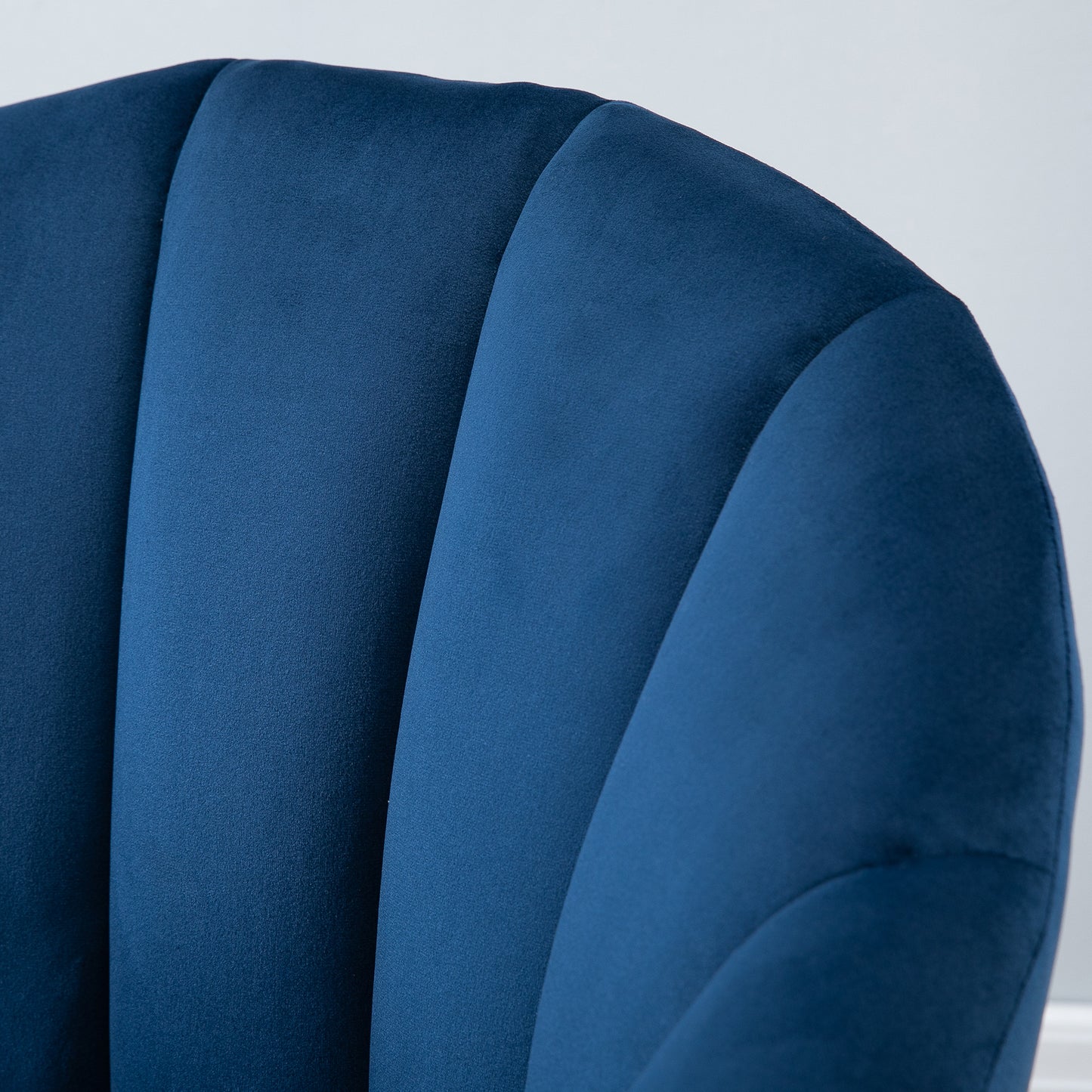 HOMCOM Accent Chair Velvet Fabric Single Sofa Armchair Home Living Room Solid Wood Leg Upholestered Side Armchair Blue