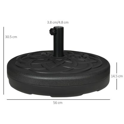 Outsunny Parasol Base Stand: Outdoor Umbrella Holder, Water/Sand Fillable Weight with Handle, 25kg/35kg, Black