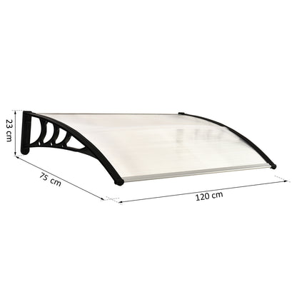 Outsunny Curved Window Door Canopy Aluminium Rigid Plastic Polycarbonate Fixed Outdoor Awning Modern Design UV Water Rain Resist