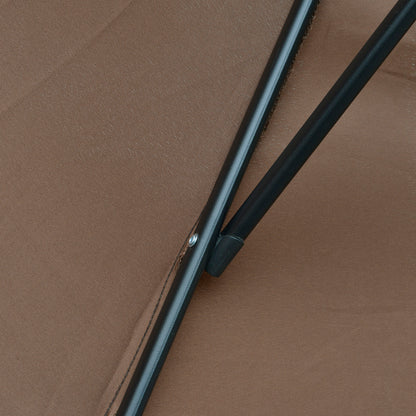 Outsunny 3M Brown Cantilever Umbrella, Hanging Banana Parasol, Steel Frame, for Patio Sun Shade