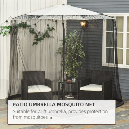 Outsunny 2.3m Patio Umbrella Mosquito Net Screen, Outdoor Insect Protection Cover with Zipped Door