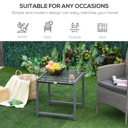 Outsunny Rattan End Table Side Coffee Desk Outdoor Patio Wicker Sofa Chat Garden Furniture