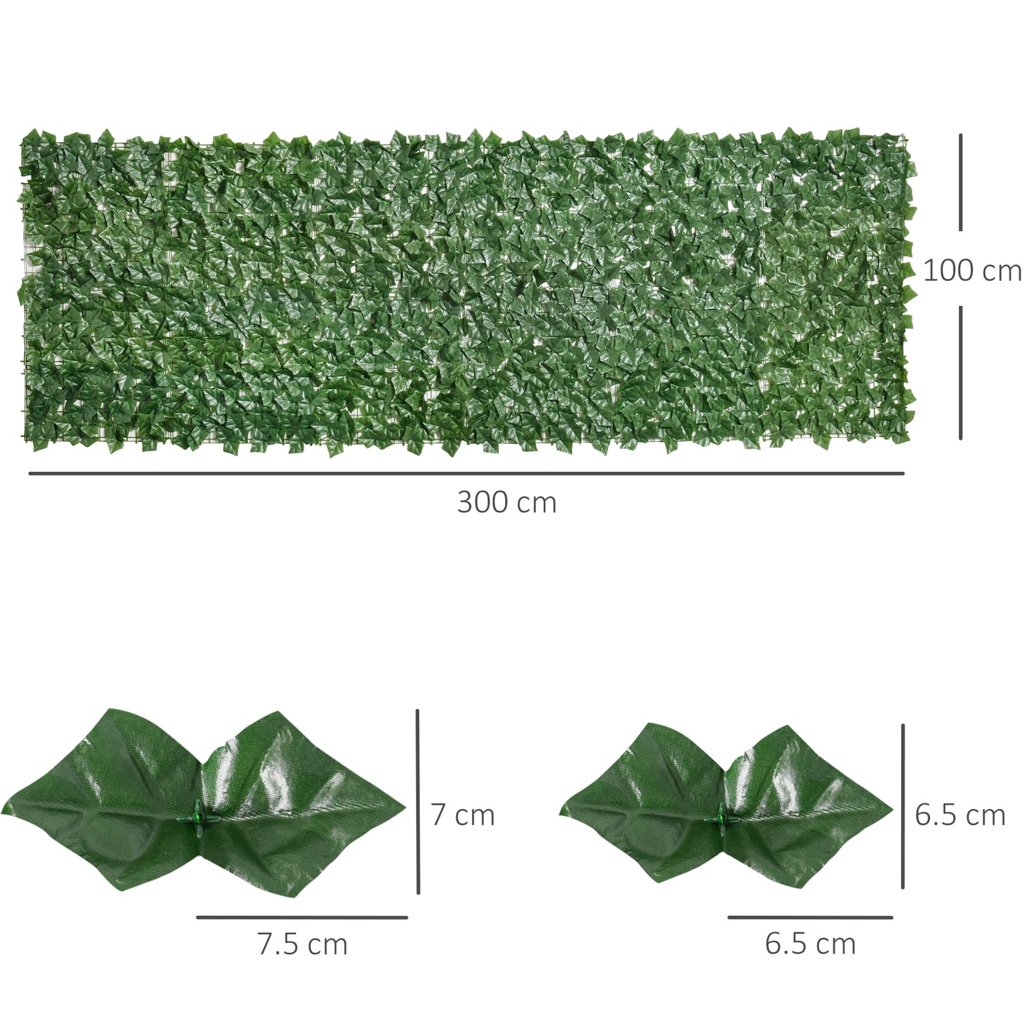 Outsunny 2-Piece Artificial Leaf Hedge Screen Privacy Fence Panel for Garden Outdoor Indoor Decor, Dark Green, 3M x 1M