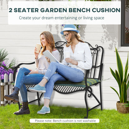 Outsunny Rattan Seating Ensemble: Striped Polyester Cushions for Alfresco Lounging, Set of 2, Verdant Hue