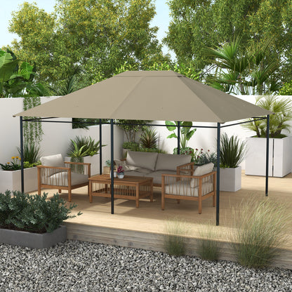 Outsunny 3 x 4m Gazebo Canopy Replacement Cover, Gazebo Roof Replacement (TOP COVER ONLY), Khaki