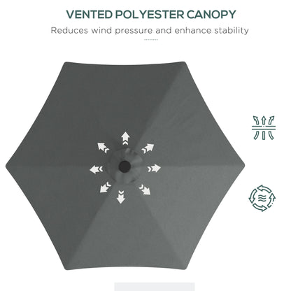 Outsunny 3(m) Garden Parasol Cantilever Umbrella with Solar LED, Cross Base and Waterproof Cover, Dark Grey