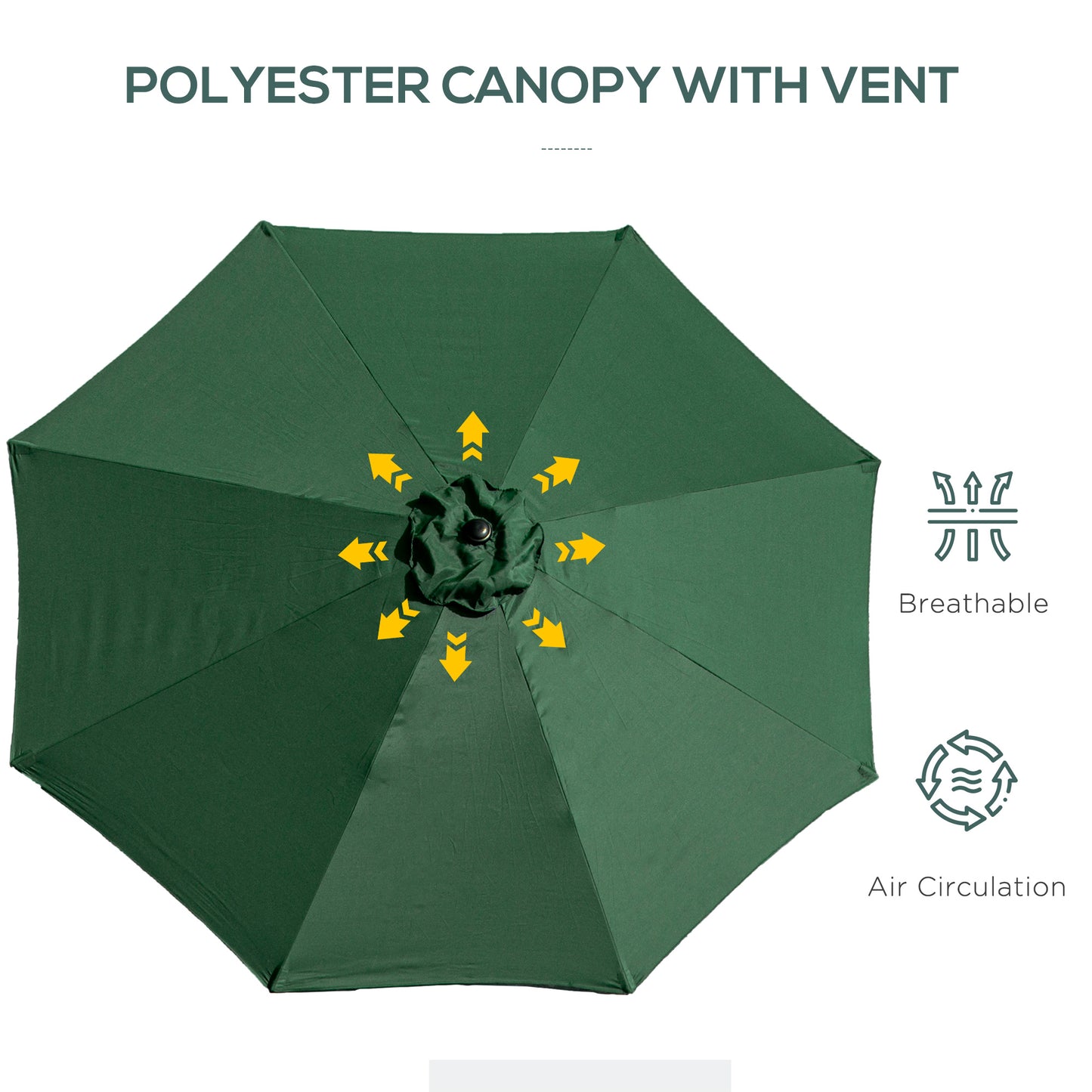 Outsunny Tilting Canopy: 3m Umbrella with 8 Sturdy Ribs, Tilt Function & Crank Handle for Outdoor Shade, Verdant Green