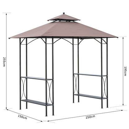 Outsunny 2.5 x 1.5m BBQ Tent Canopy Patio Outdoor Awning Gazebo Party Sun Shelter - Coffee