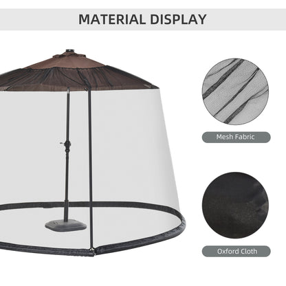 Outsunny 2.3m Patio Umbrella Mosquito Net Screen, Outdoor Insect Protection Cover with Zipped Door