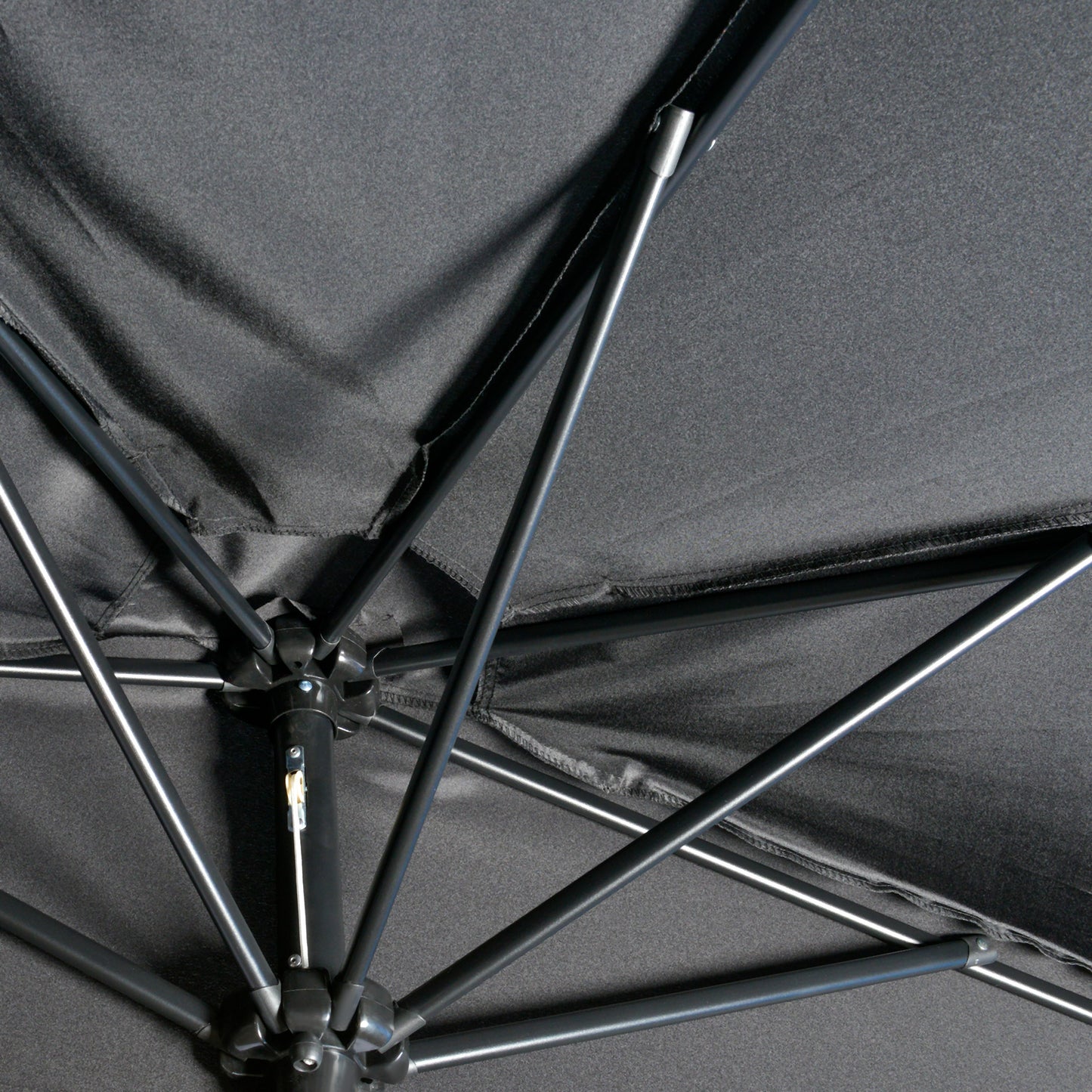 Outsunny Half Parasol, 3m Semi-Round Umbrella for Balcony, Metal Frame with Crank Handle, Black