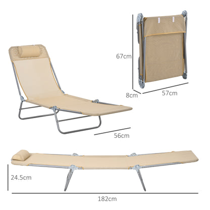 Outsunny Set of Two Steel Frame Sun Loungers, with Reclining Backs - Brown