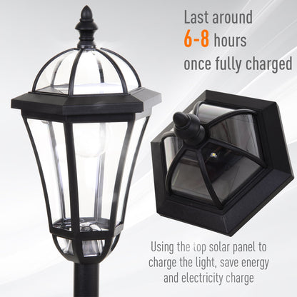 Outsunny Solar LED Garden Lamps: 2 Water-Resistant Lanterns for Patio Pathway, Auto Switch, Black