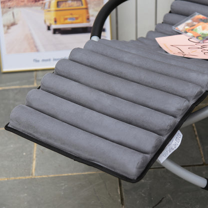 Outsunny Folding Orbital Rocking Lounger, Anti-Drop with Removable Mat, 2-in-1 Design, 145x74x86cm, Black/Grey