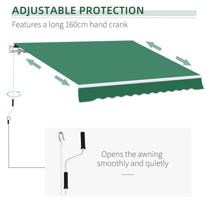 Outsunny Manual Retractable Awning, Garden Patio Sun Shade Shelter, 4m x 3m, Durable, Green