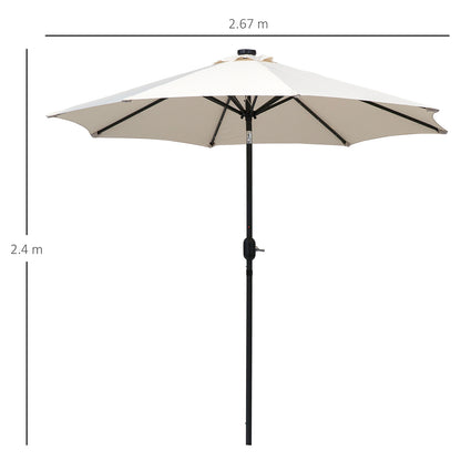 Outsunny 24 LED Solar Powered Parasol Umbrella-Creamy White