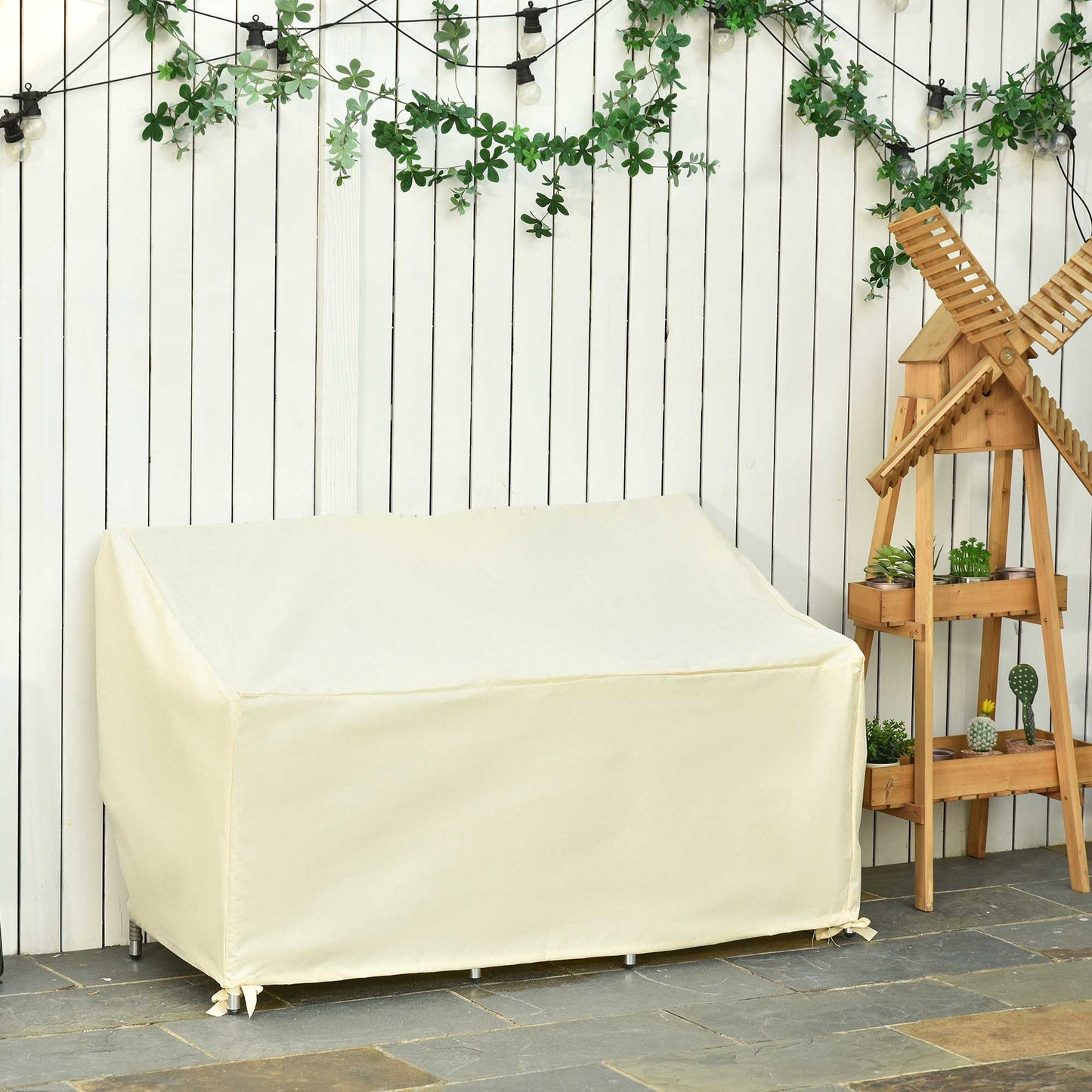 Outsunny Outdoor Furniture Cover 2 Seater Loveseat Protection Tough PVC Lining Wind Rain Dust UV Waterproof, 140x84x94cm