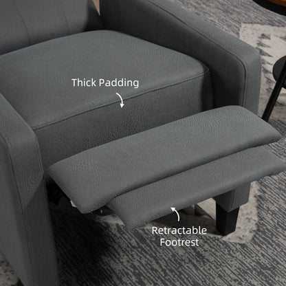 HOMCOM Wingback Recliner Chair for Home Theater, Button Tufted Microfibre Cloth Reclining Armchair with Leg Rest, Deep Grey