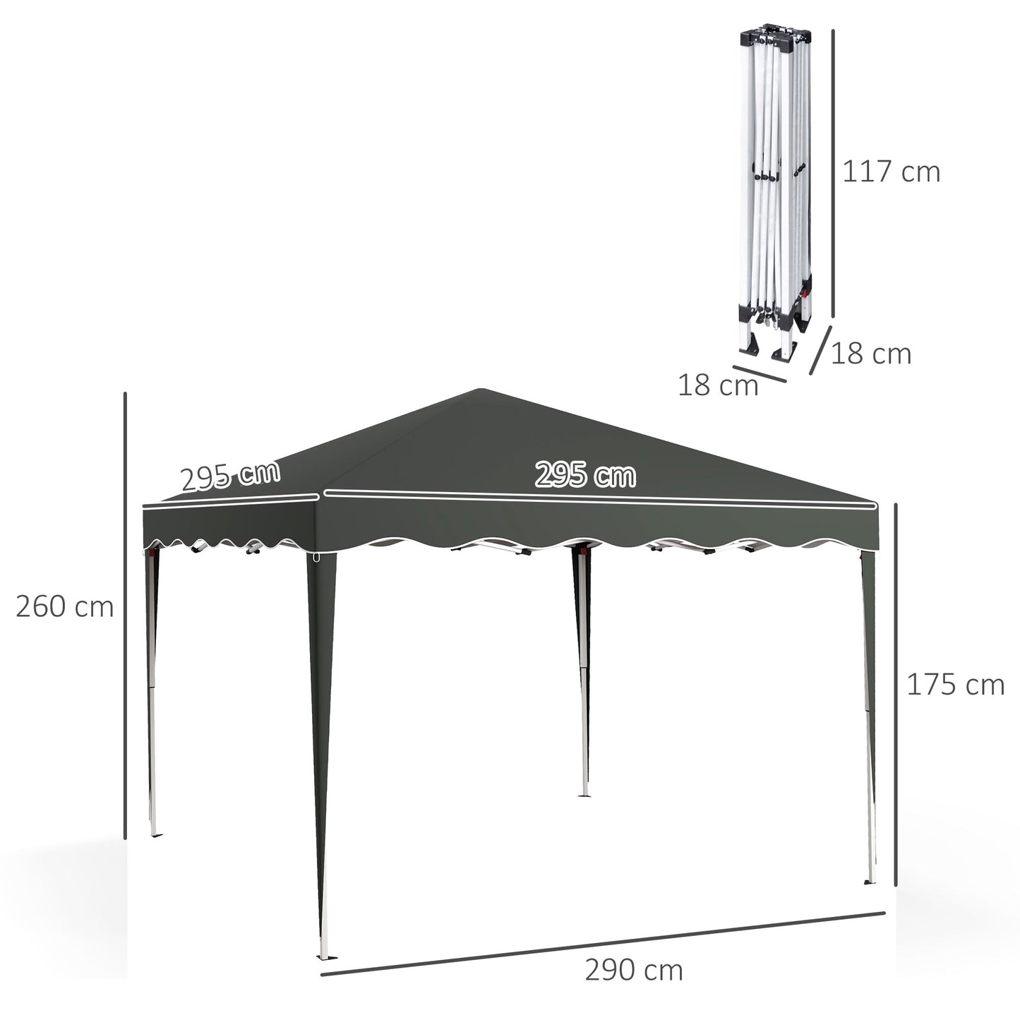 Outsunny 3x3m Pop Up Gazebo, Outdoor Camping Gazebo Party Tent with Carry Bag