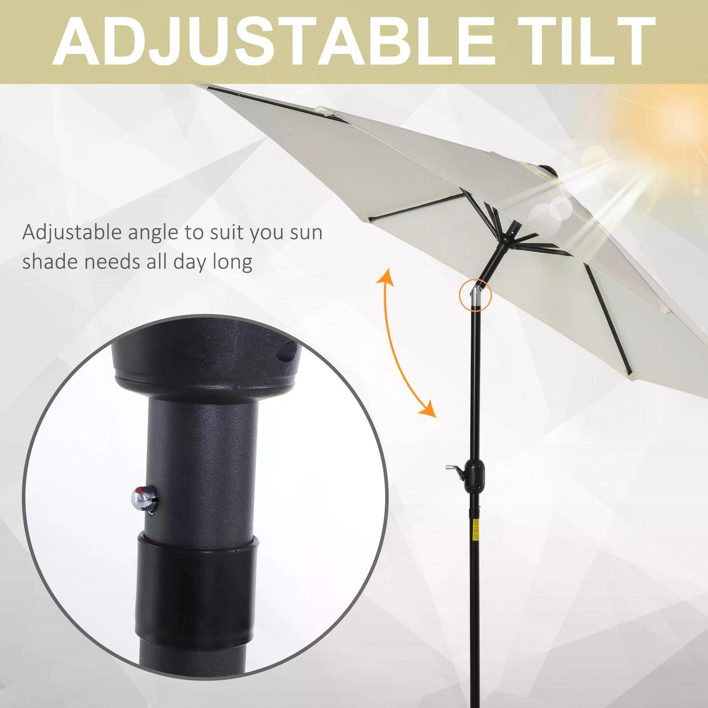 Outsunny Garden Parasol 2.7m Patio Umbrella with Tilt and Crank Mechanism, Aluminium Frame, Cream White