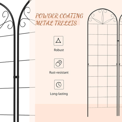 Outsunny Set of 2 Metal Garden Trellises: Climbing Plant Support Frames, Decorative Grid Design
