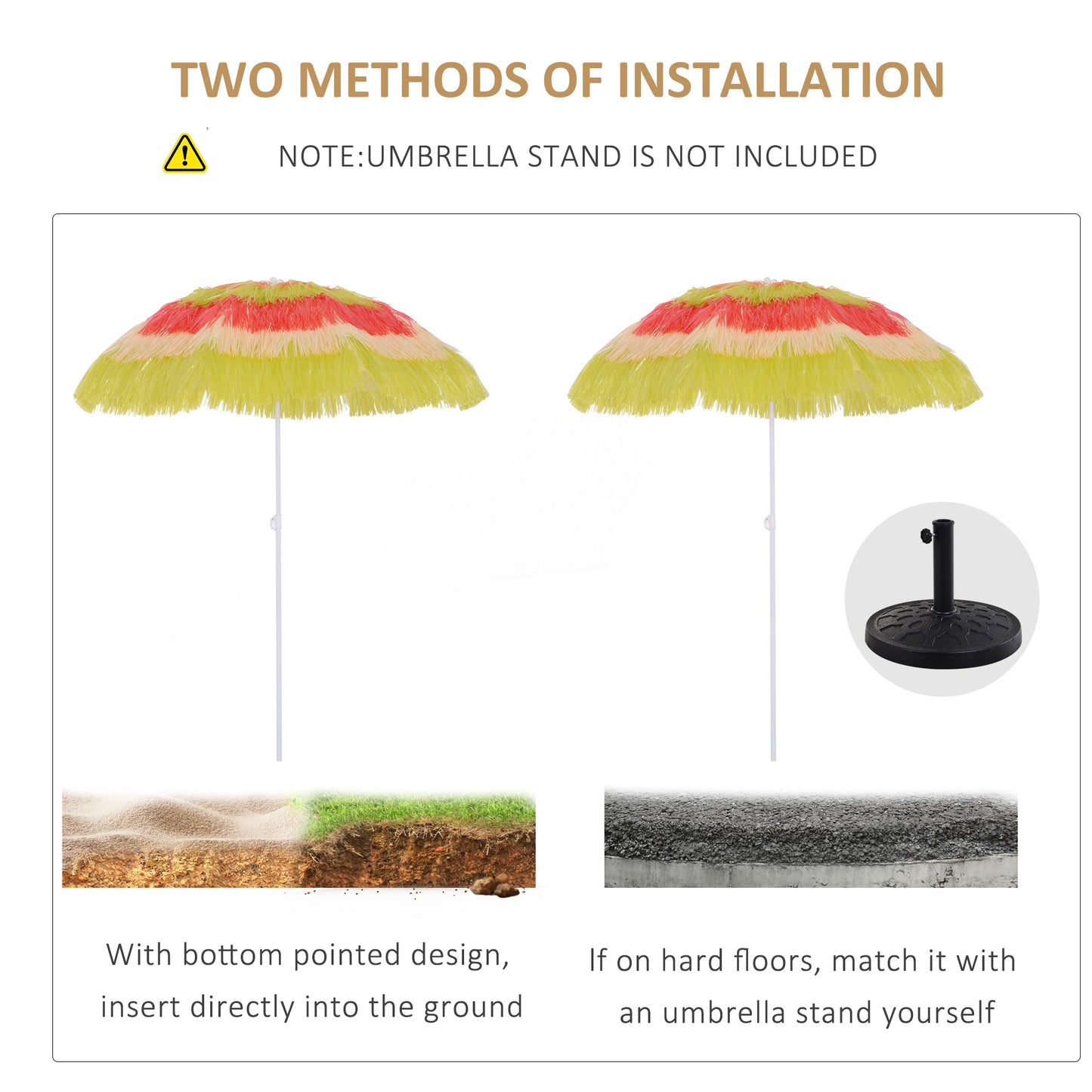 Outsunny Portable Beach Umbrella: Foldable Rainbow Parasol for Hawaiian-Style Sun Protection