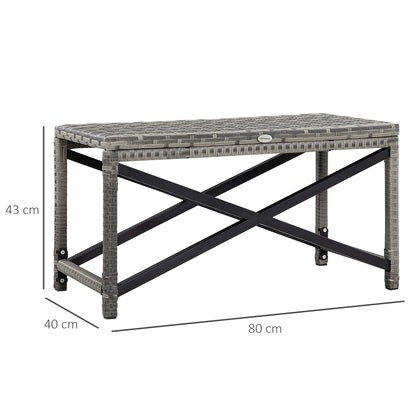 Outsunny PE Wicker Outdoor Coffee Table, Patio Rattan Side Table, with Plastic Board Under the Full Woven Table Top for Patio, Garden Mixed Grey