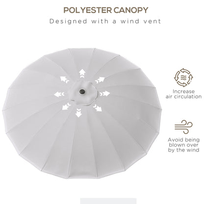 Outsunny 2.5m Adjustable Outdoor Garden Parasol Umbrella Sun Shade with Crank & Tilt, Light Grey