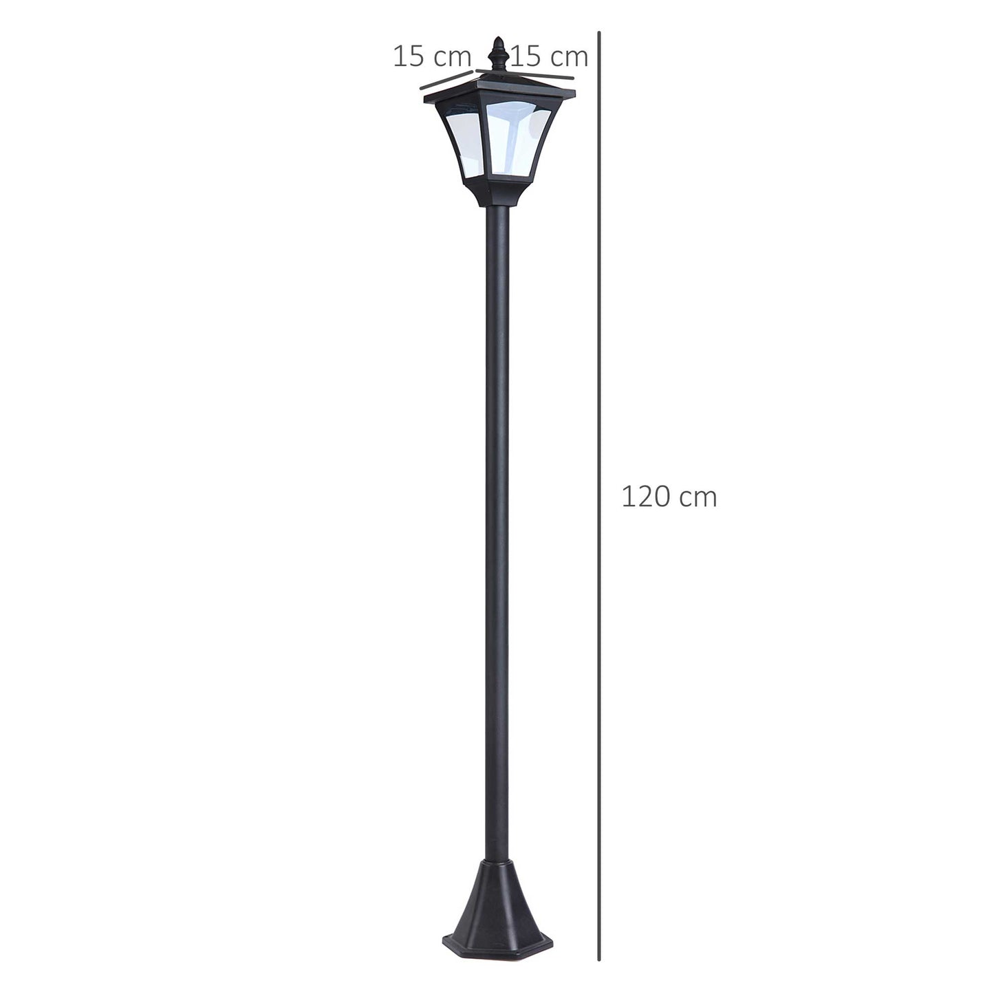 Outsunny Outdoor Solar Powered Post Lamp Sensor Dimmable LED Lantern Bollard Pathway 1.2M Tall – Black