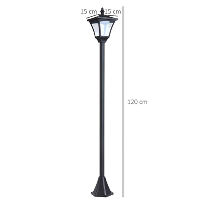 Outsunny Outdoor Solar Powered Post Lamp Sensor Dimmable LED Lantern Bollard Pathway 1.2M Tall – Black