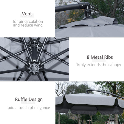 Outsunny Cantilever Umbrella: Elegant Banana Parasol with Crank Handle, Cross Base for Outdoor Shade, Dark Grey