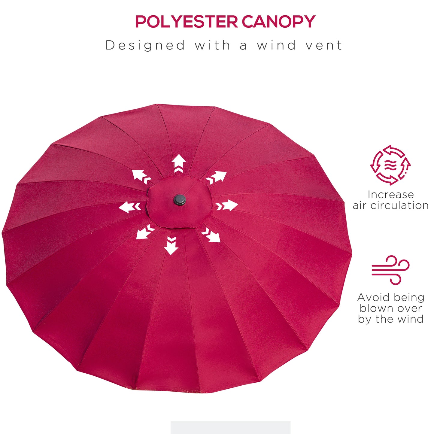 Outsunny Parasol Patio Protector: 255cm Outdoor Table Umbrella with Tilt, Crank & Durable Ribs, Vinous Red