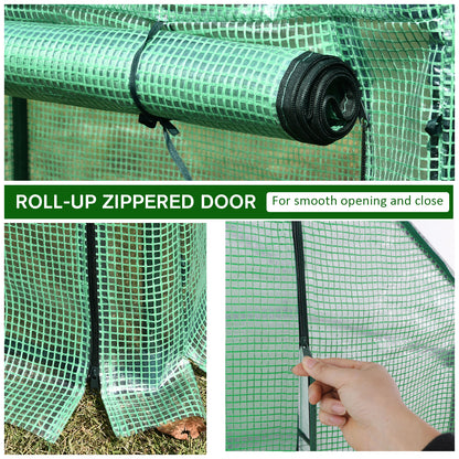 Outsunny Greenhouse Sanctuary: Zipper-Entry Plant Shelter for Verdant Nurturing, 100L x 50W x 150H cm, Emerald Green