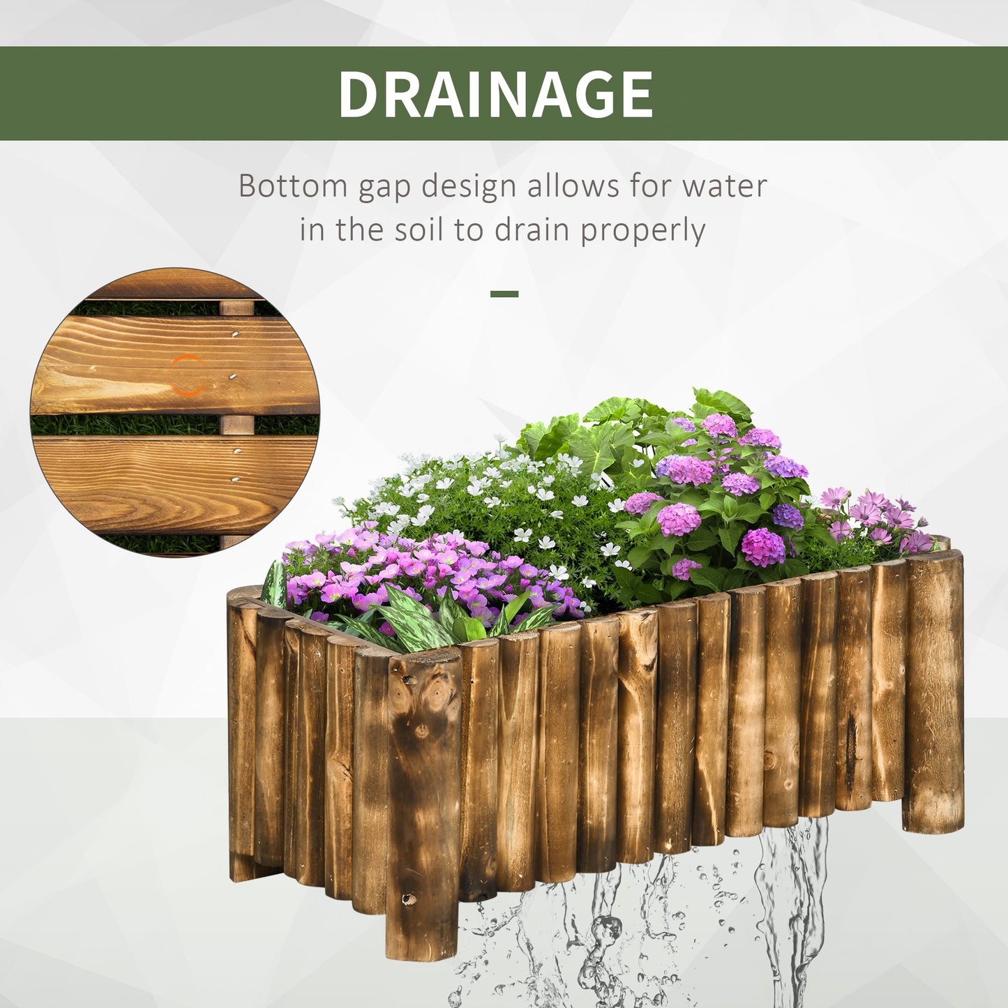 Outsunny Elevated Garden Bed, Wooden Planter Box, Rectangular Herb and Flower Container, 78L x 35W x 30H cm