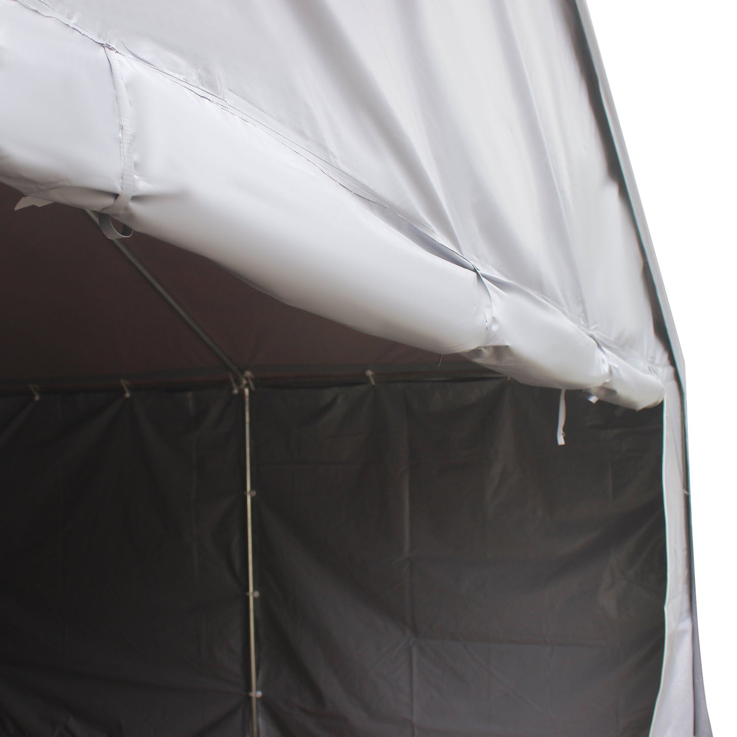 Outsunny 4 x 8 m Patio Garden Party Canopy, Outdoor BBQ, Wedding, Camping Gazebo Tent, Car Canopy Shelter w/ Side Panels & Zipper Door, Dark Grey
