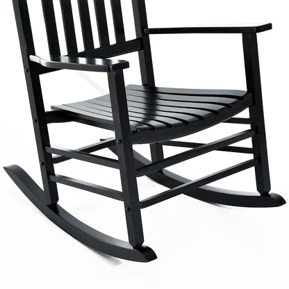 Outsunny Wooden Rocking Chair: Patio Rocker Armchair for Outdoor Seating, Black