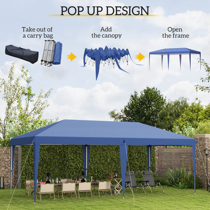 Outsunny Pop Up Gazebo with Double Roof, Foldable Canopy Tent for Weddings & Events, Carrying Bag Included, Blue
