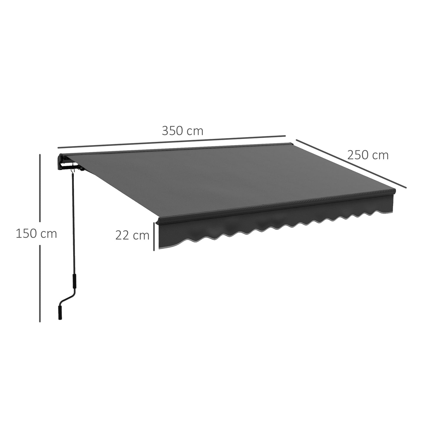 Outsunny 3.5 x 2.5m Aluminium Frame Electric Awning, Retractable Awning Sun Canopies for Patio Door Window, Dark Grey