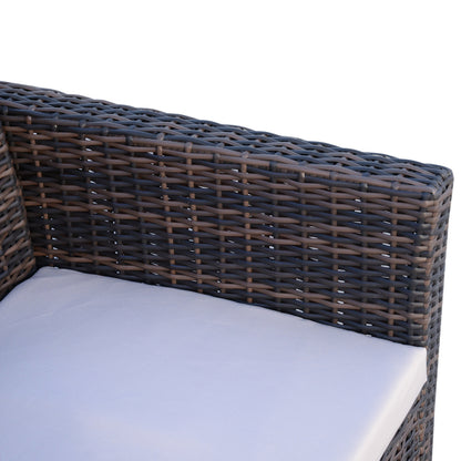 Outsunny Rattan Garden Sofa Set, 4-Seater, Outdoor Patio Wicker Weave, 2-Seater Bench, Chairs & Coffee Table, Brown