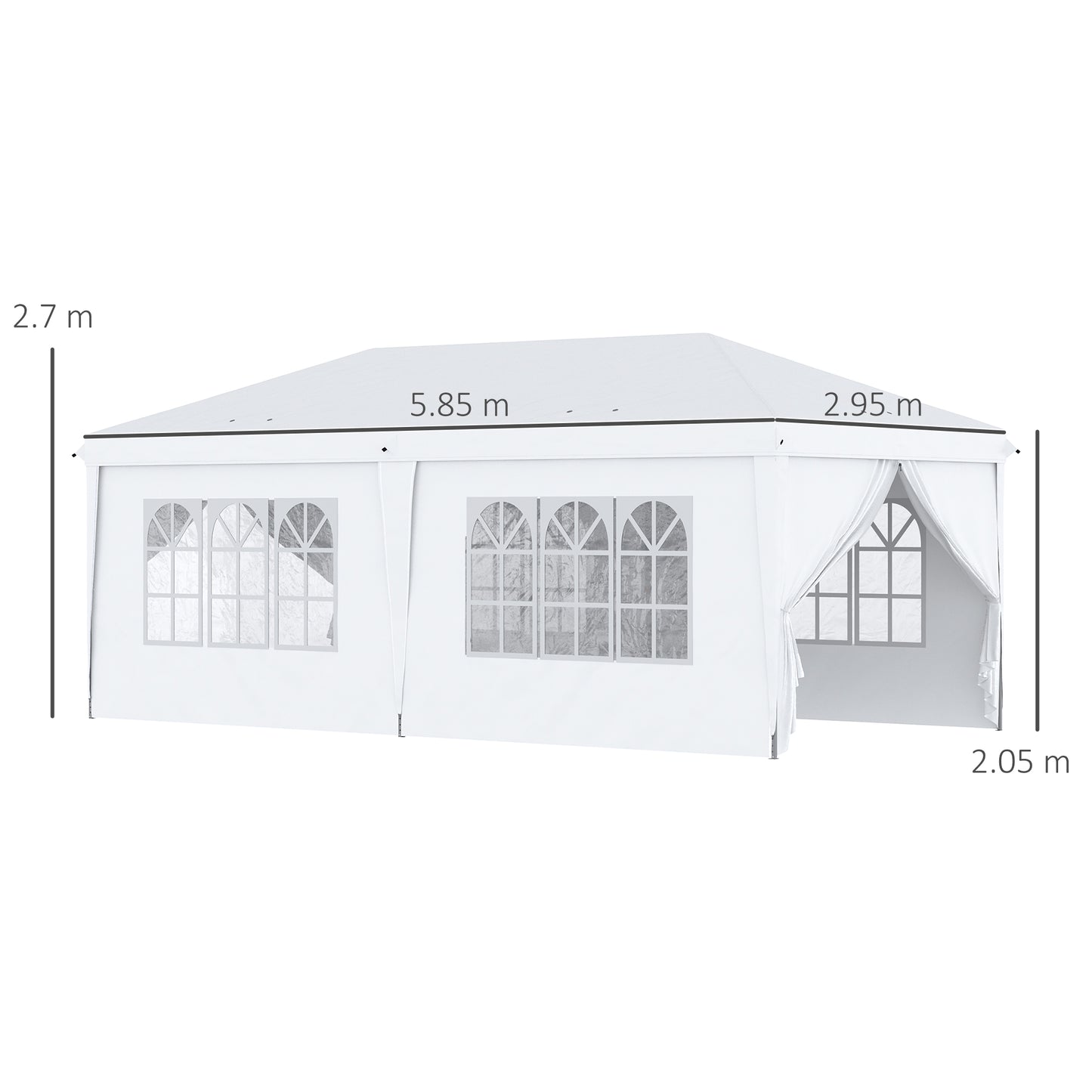 Outsunny 3 x 6 m Pop Up Gazebo with Sides and Windows, Height Adjustable Party Tent w-Storage Bag for Garden, Camping, Event, Brown