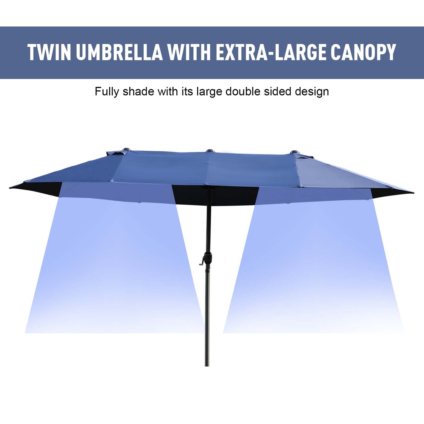 Outsunny 4.6m Garden Parasol Double-Sided Sun Umbrella Patio Market Shelter Canopy Shade Outdoor Blue - NO BASE