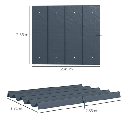 Outsunny Pergola Roof, Retractable Sun Shade Cover for 3 x 2.15m Pergola, UV30+ Protected, Dark Grey