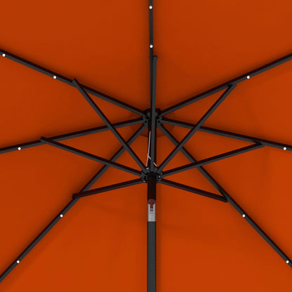 Outsunny 2.7m Outdoor Patio Garden Umbrella Parasol with Tilt Crank and 24 LEDs Lights, Orange