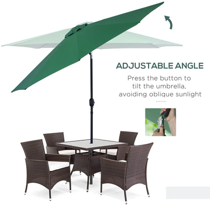 Outsunny Tilting Canopy: 3m Umbrella with 8 Sturdy Ribs, Tilt Function & Crank Handle for Outdoor Shade, Verdant Green