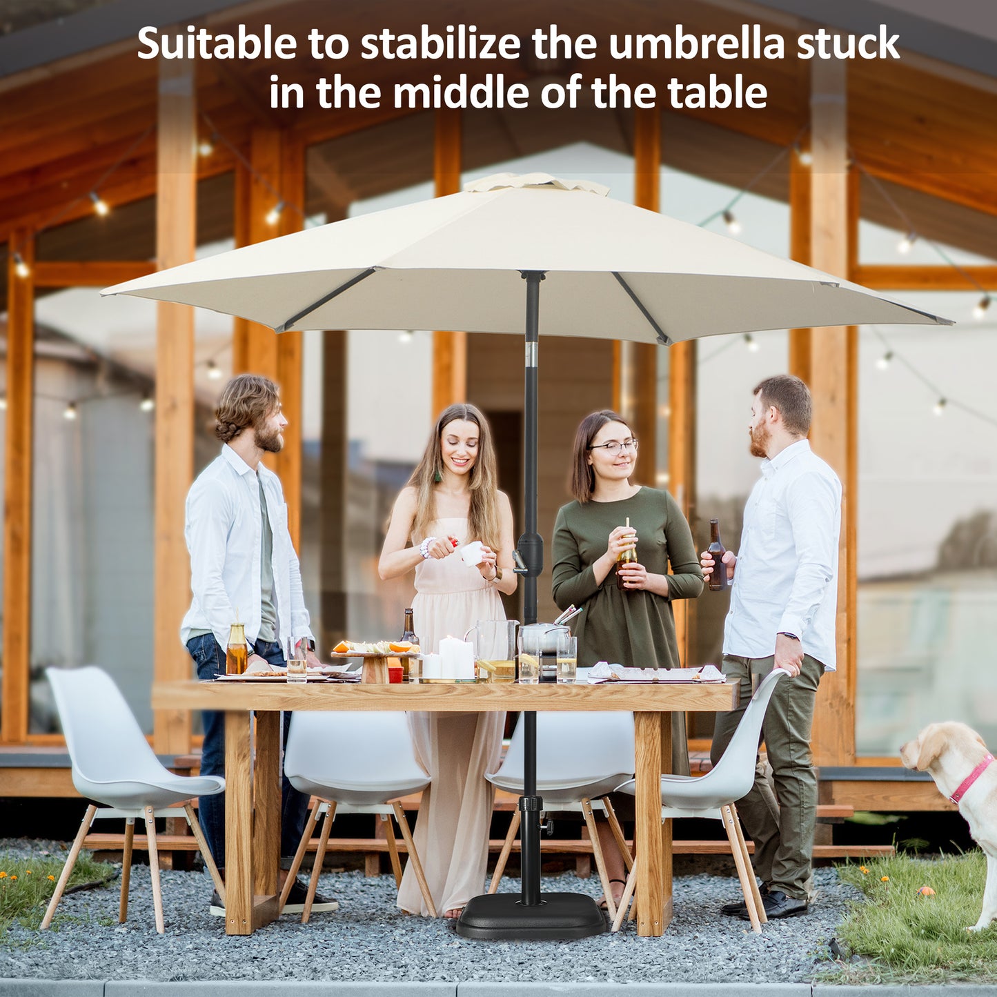 Outsunny Heavy-Duty 11kg Concrete Garden Parasol Base, Square Outdoor Umbrella Stand, Secure and Stylish, Black