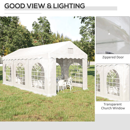 Outsunny Party Tent Gazebo with Removable Side Walls, 6 x 3m, Outdoor Event Shelter, White